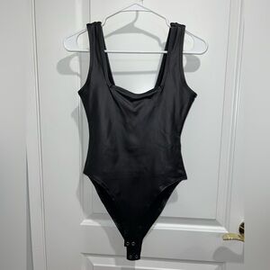 Faux leather black bodysuit